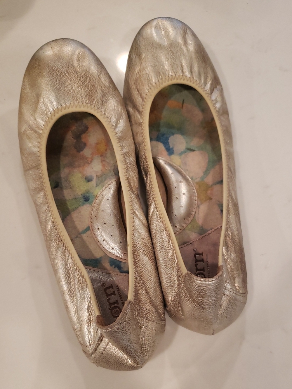 Born Metallic Gold Round-Toe Ballet Flats